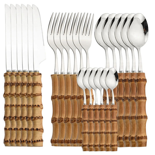 Gold & Silver Bamboo Cutlery Set